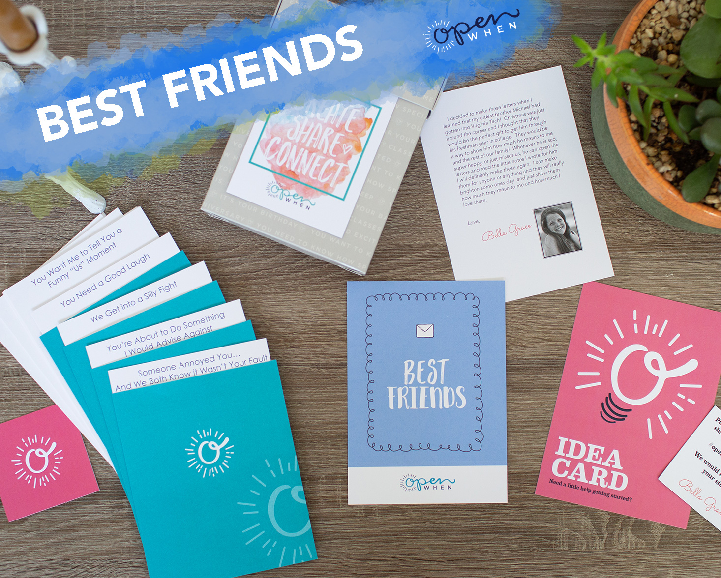 best friends open when gift card letter pack
